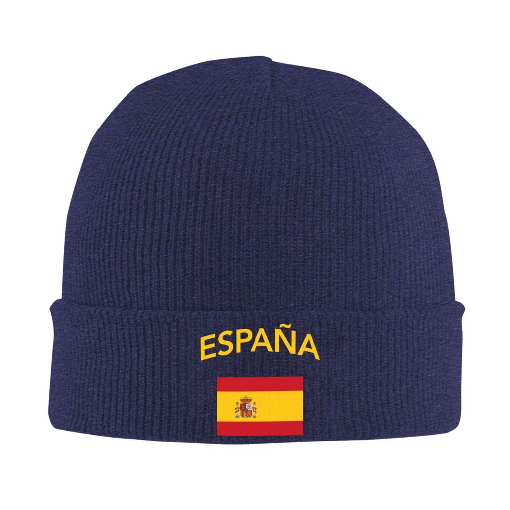 España Flag Knitted Hat For Men Women Knit Hats Winter Beanies Skull Cap Unisex Black Soft Warm Winter Hat Print Beanie Hat