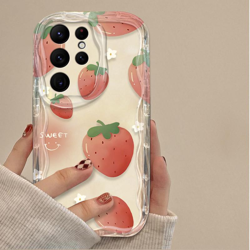 Kirsch Erdbeer Handyhülle Für Samsung Galaxy S25 S24 Ultra S23 S22 S21 S20 Plus FE A56 A36 A26 Stoßfest Weiche Silikonhülle