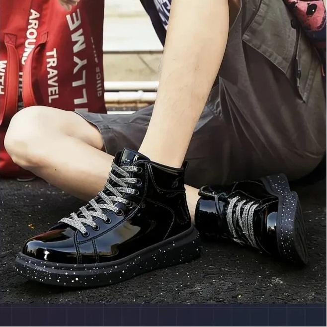 Mirror-effect Sneakers, Glossy Leather Shoes, Trendy Couple Shoes, Casual Shoes, British Style Platform Shoes