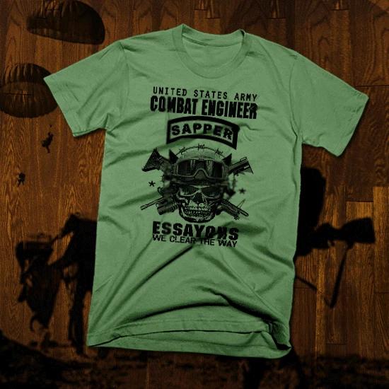 Combat Engineer T-Shirt Army Sapper Clear The Way Military Combat Veteran New L