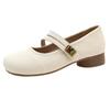 White versatile skirt round head light mouth thick heel Mary Jane shoes women's 2025 new summer retro French single shoes