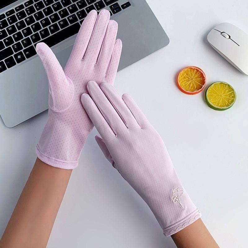 

Летние женские солнцезащитные перчатки, защита от УФ-лучей, для езды, вождения, с сенсорным экраном, дышащие, однотонные, быстросохнущие, тонкие перчатки из ледяной нити One Size