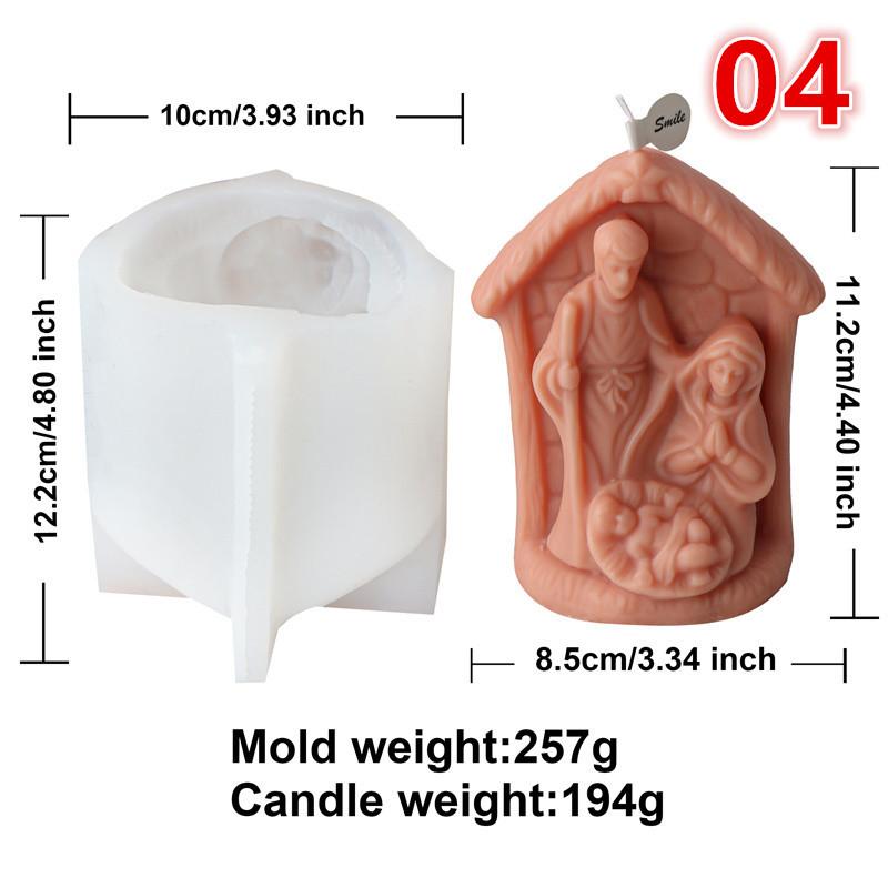 3D Jesus Family Resin Silicone Mold DIY Virgin Mary Aroma Plaster Candle Making Creative Jesus Family House Modeling Mold