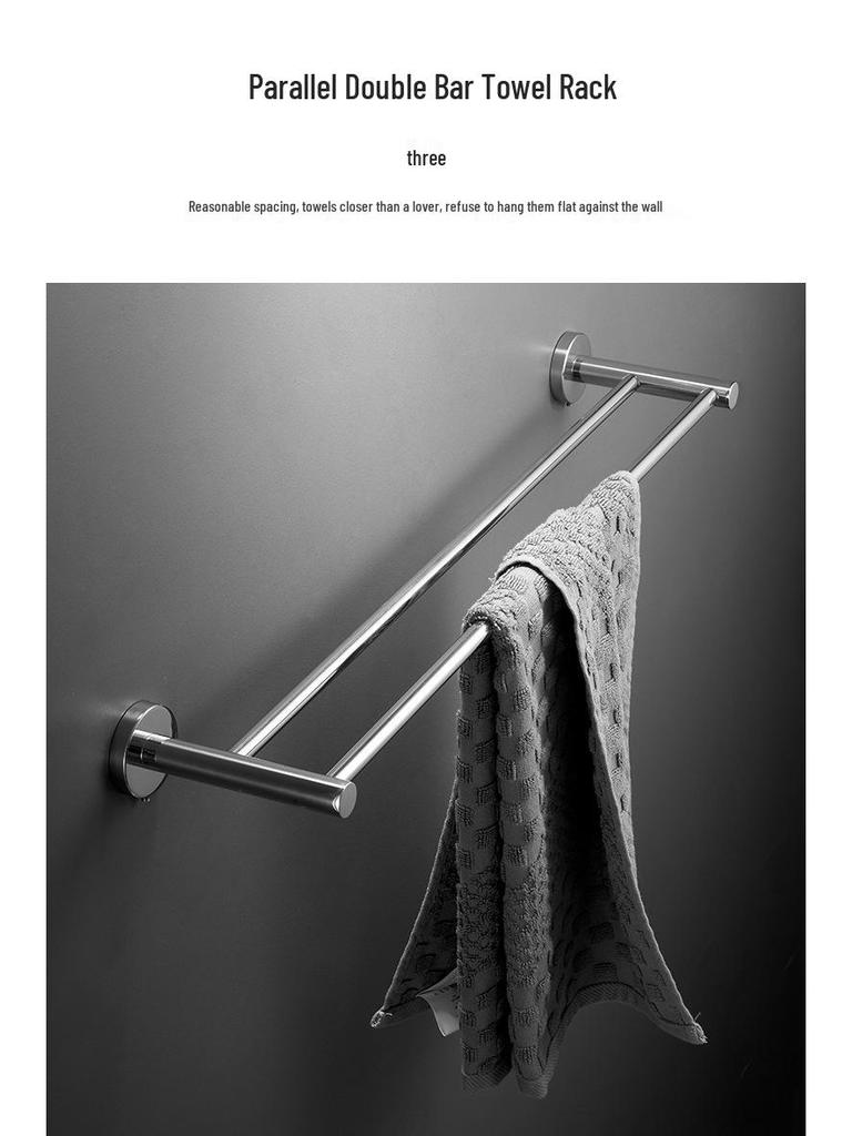 Stainless Steel Wall-Mounted Towel Rack with Storage Shelf, Punch-Free Installation