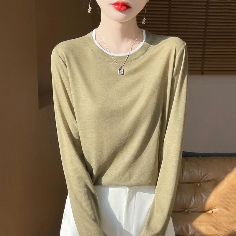 

Женский трикотажный топ с длинным рукавом и цветными блоками, весна 2025 XL