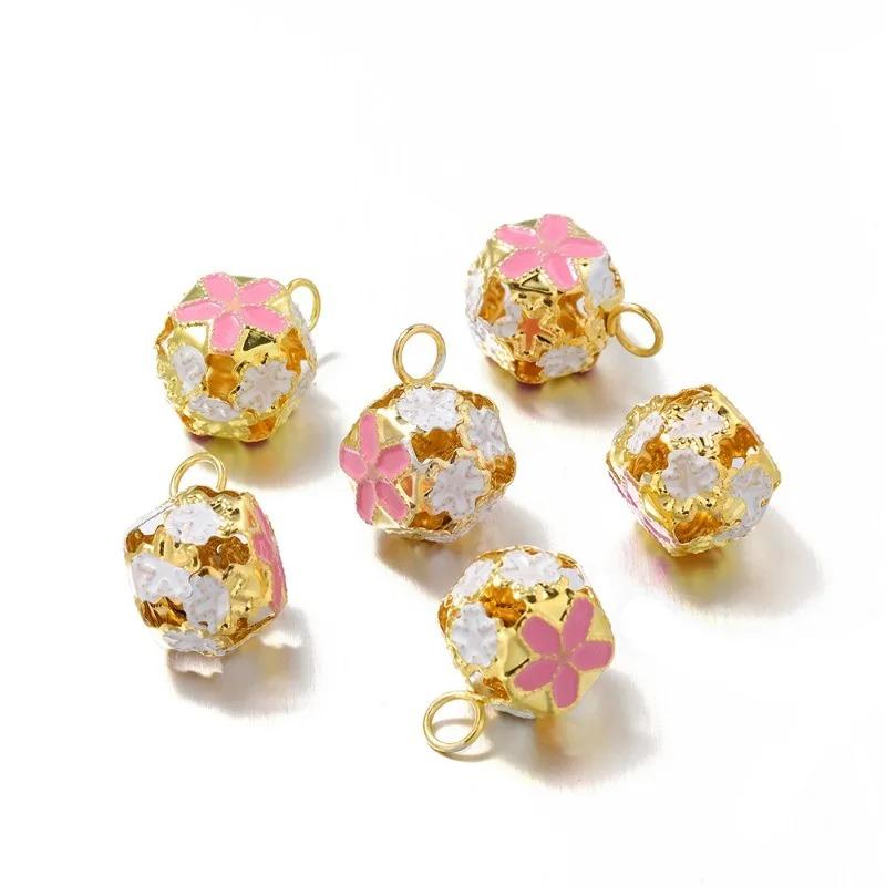 10/20PCS Vintage Bells Charms Cherry Blossom Iron Bells Janpanese Hollow Bells Pendant for DIY Craft Keychain Hanging
