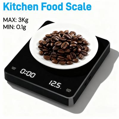 Hochpräzise 0,1g Kaffeewaage mit Timer, 3kg Maximalkapazität Espressowaage für Wasser-Kaffee-Verhältnis Digitale Küchenwaage
