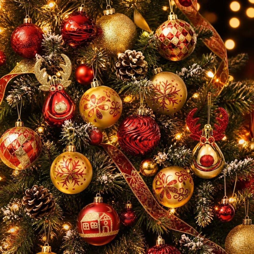 22Pcs/Set 6CM Christmas Ball Shiny Xmas Baubles Durable Christmas Pendant Decorations  Storefront