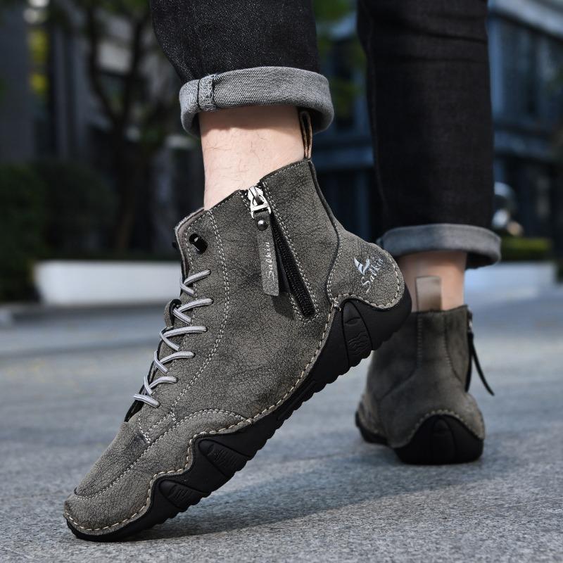 Fashion Unisex Boots Fashion Handmade Leather Boots Casual High Top Boot 2025New Men's Ankle Boots Comfortable Driving Boot Couple Botas