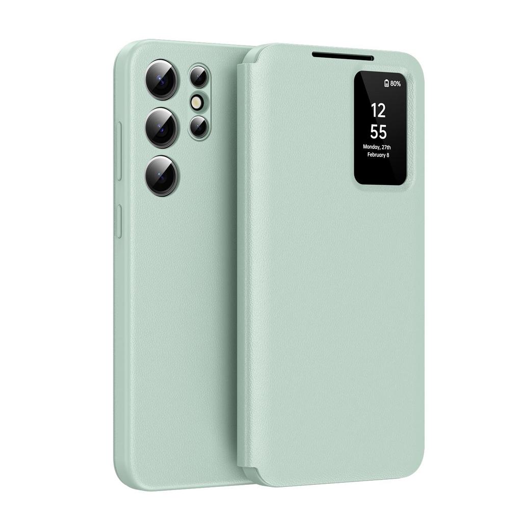 Flip Case for Samsung Galaxy S26 Ultra S25 S24 S23 S22 Plus FE , Smart Window S View PU Leather Card Holder Wallet Cover