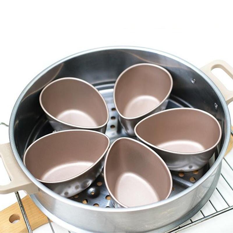 Steamed Egg Bowl Egg Shape Bowl Stainless Steel Heat Resistant Metal Food Serving Mixing Poached Egg Bowl Kitchen Supplies