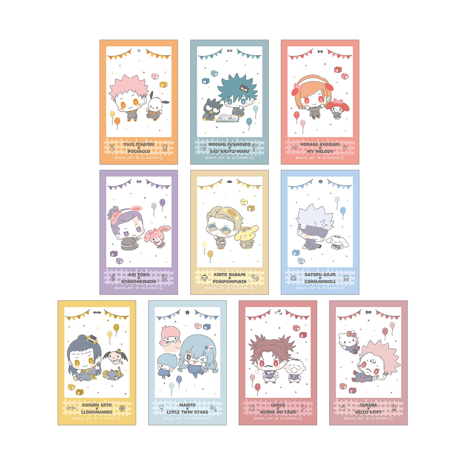 

Jujutsu Kaisen x Sanrio Characters Trading Instant Camera Style Illustration Cards, Box of 10