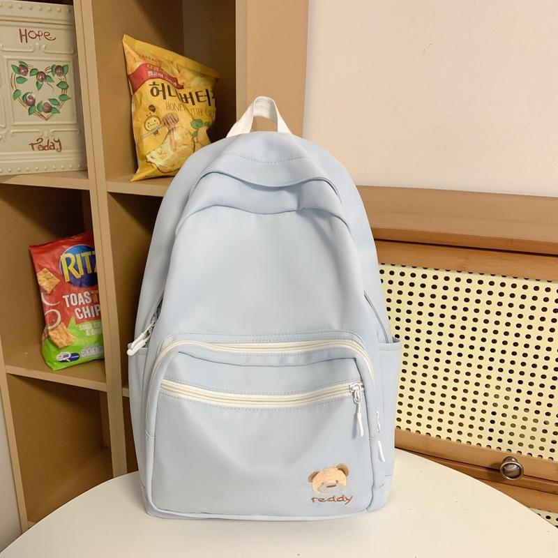 Schoolbag small fresh schoolbag female junior high school students solid color simple ins backpack primary school students light high value cute