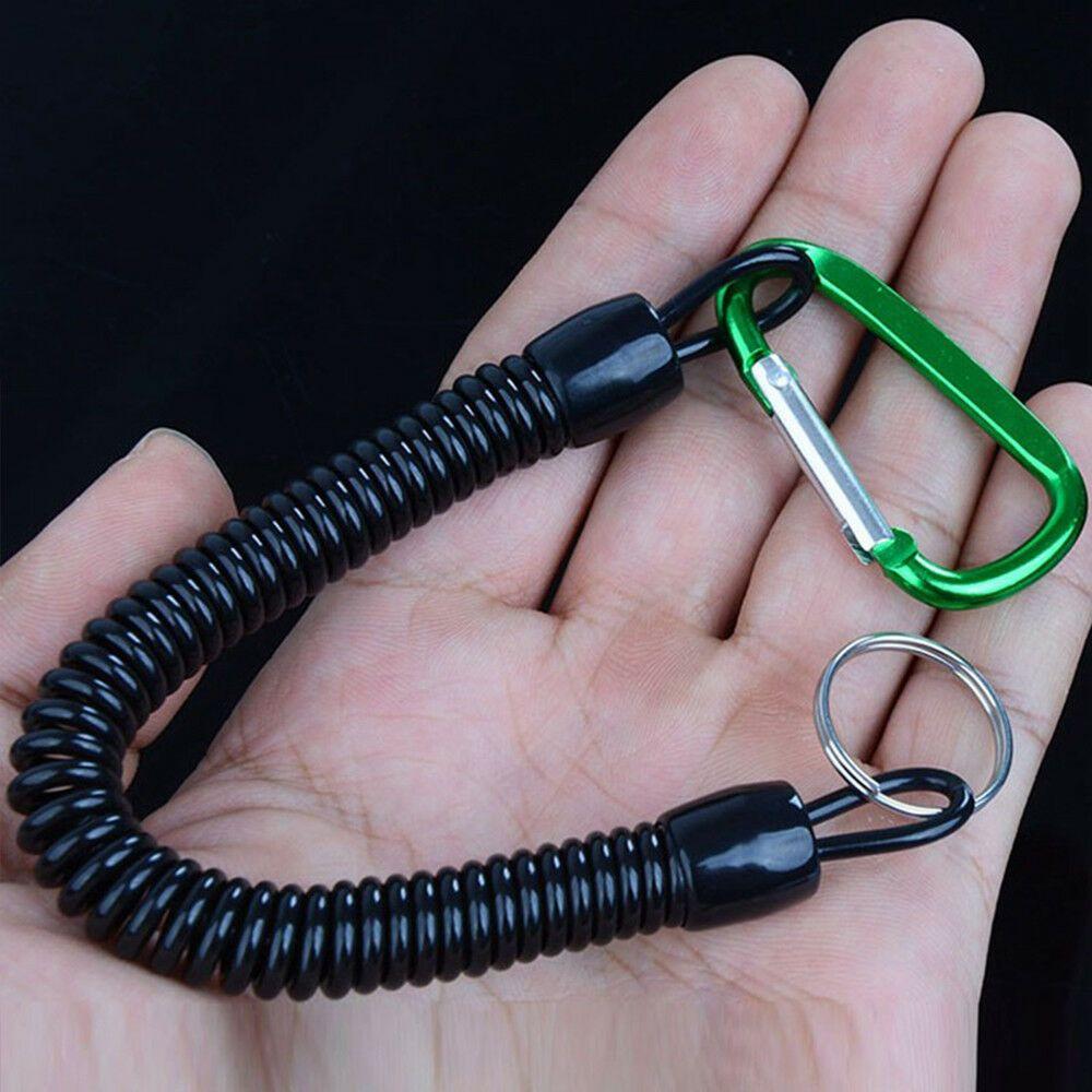 Camping Anti-lost Tools Tackle Elastic Retractable Fishing String Spring Rope Lanyards Carabiner