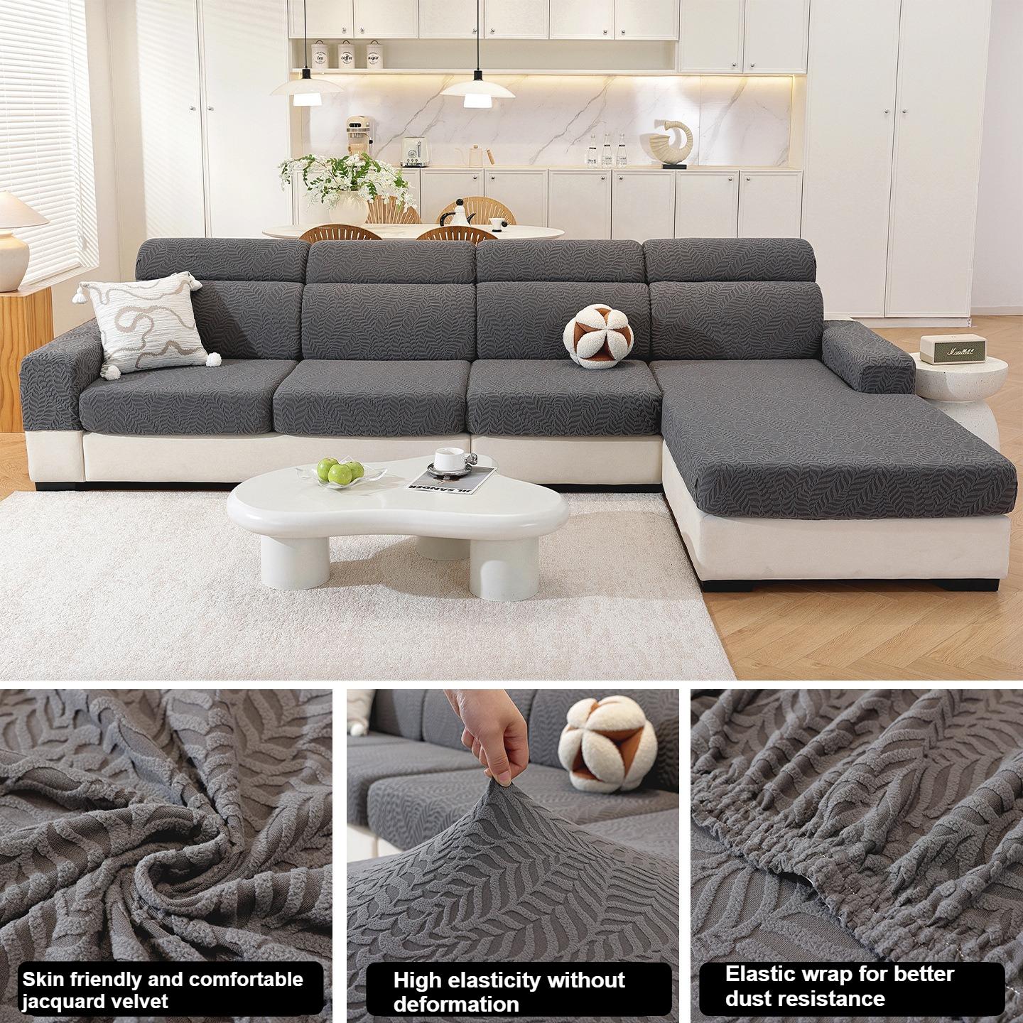 

2026 New High Elasticity Non-Slip Jacquard Sofa Cushion Cover Removable Machine Washable Furniture Covers for Home Kids Pets Head pillowcase темно серый