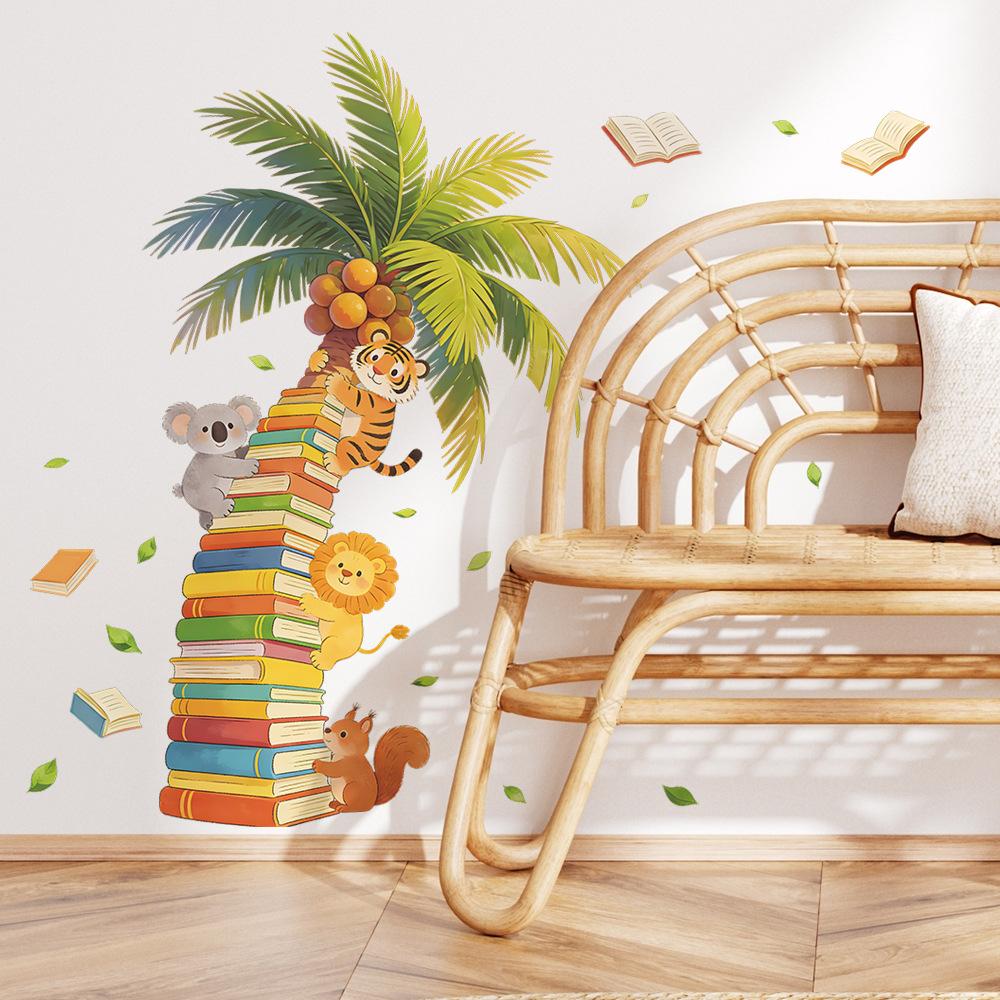 Creative Books, Coconut Tree, Children's Bedroom, Study Room, Home Furnishings, Wall Beautification, Decoration Wall Stickers