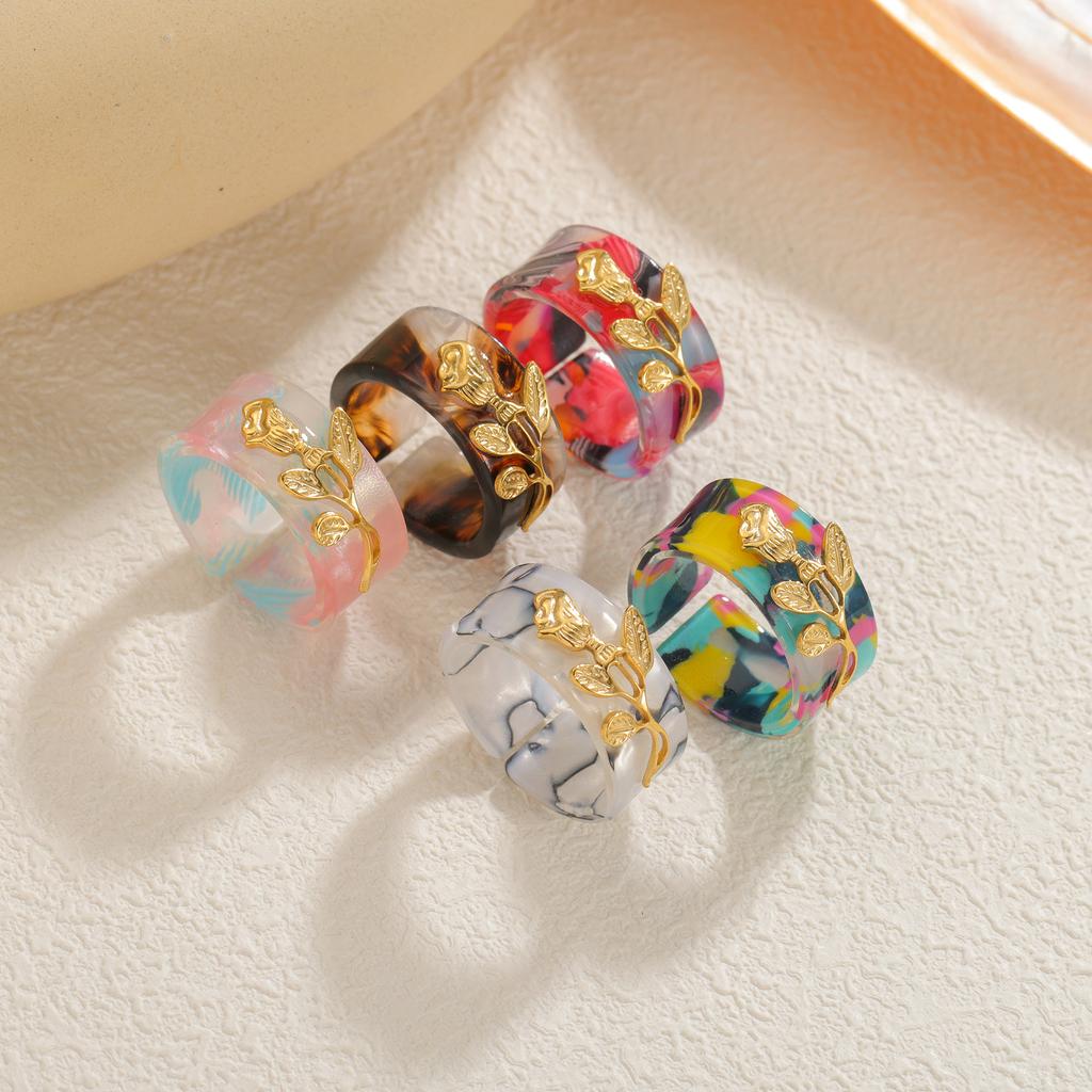 Stainless Steel Romantic Flower Butterfly Rings for Women  Coloful Adjustable Open Ring Daily Jewelry Gift Accessories