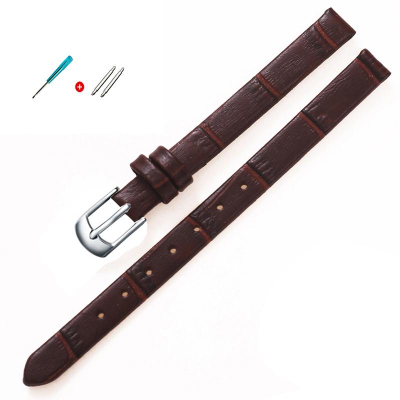 Qualität Uhrenzubehör Gürtel Damen Mädchen Vintage Uhrenarmbänder Echtes Leder Armband Uhrenarmband 8mm 10mm Roségold Dornschließe