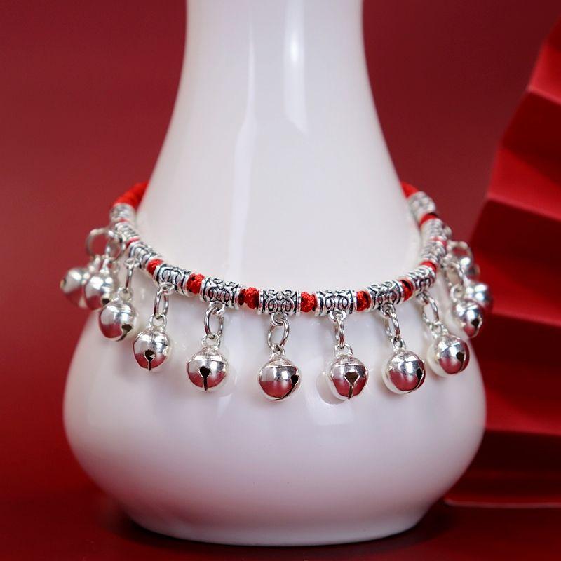 

Браслет из красной веревки с колокольчиком Зодиака, самый простой для встречи Нового года Full Bell style