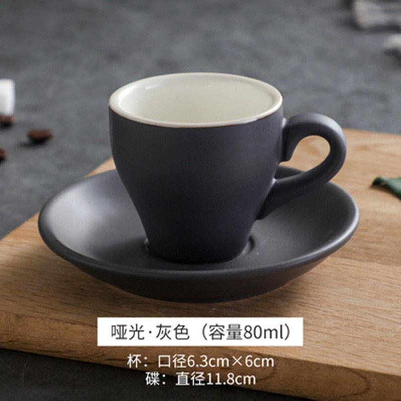 Thickened Ceramic Coffee Cup Set 80ML Italian Espresso Cup Plate Small Cup Colorful with Plate Spoon Drinkware