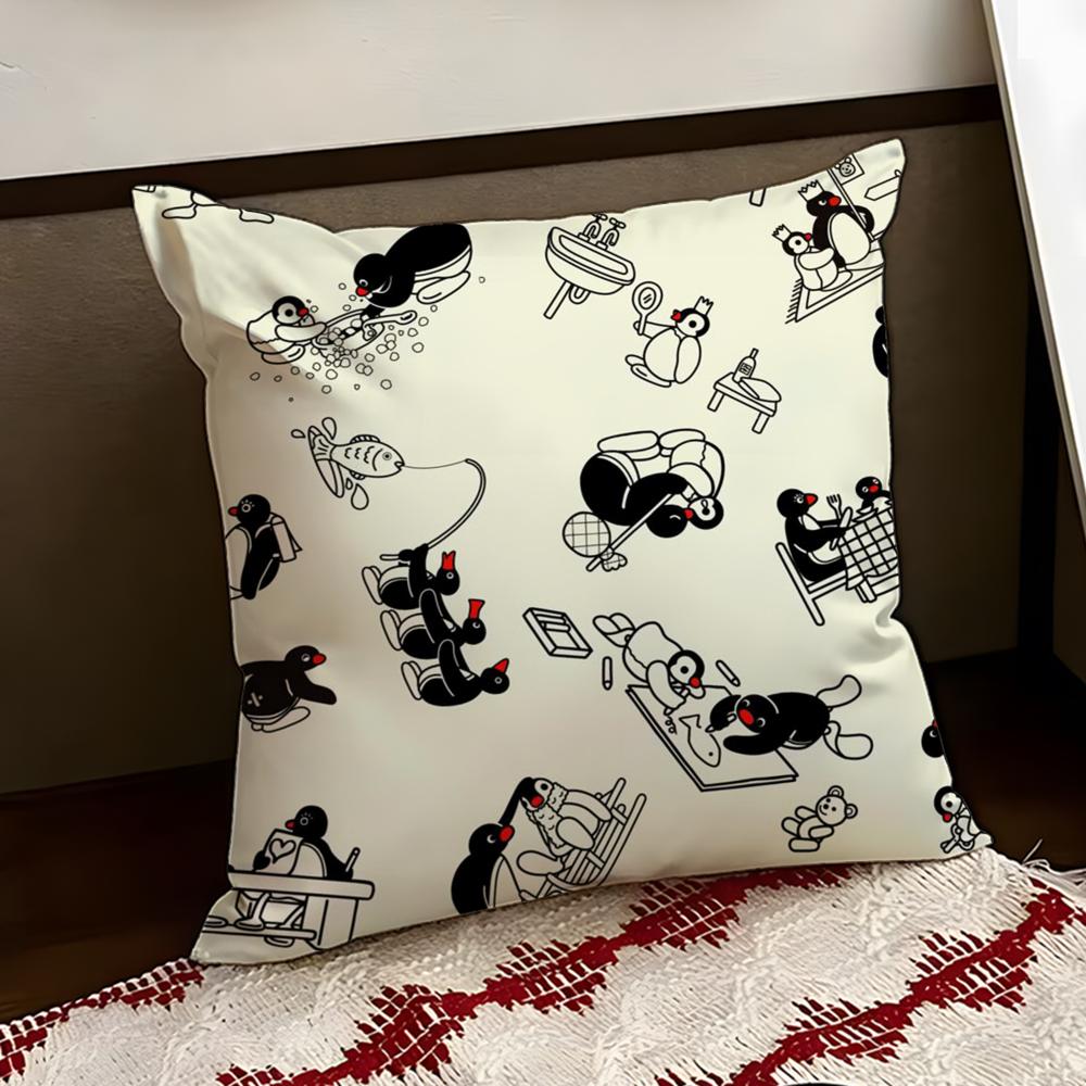 Cartoon Cute PPingu Cushion Cover Reversible Soft Durable Pillow Cover Home  Car MultiScene Use for Daily Comfort