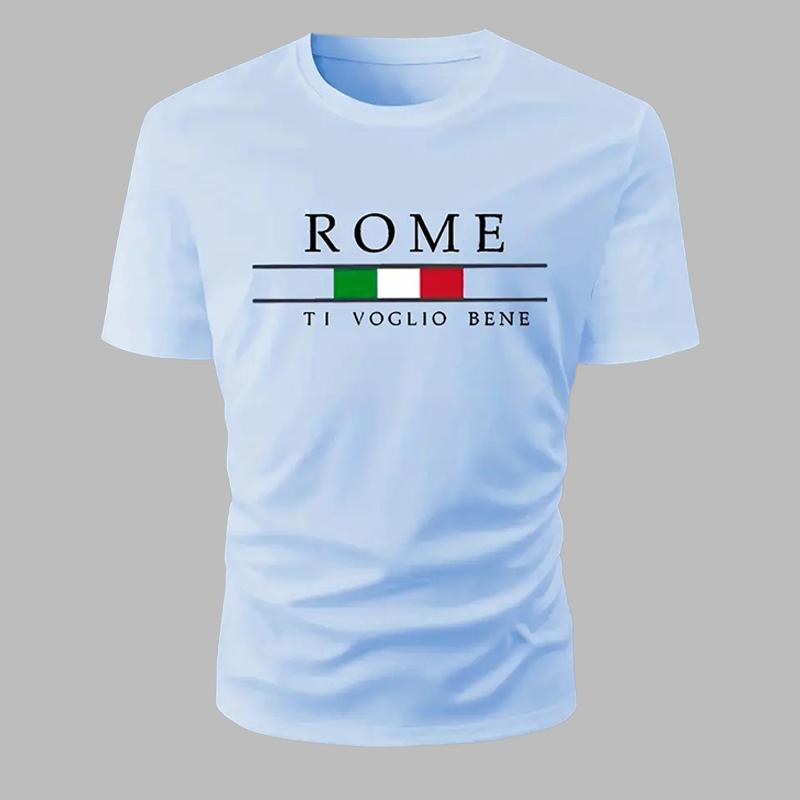 

Нова літня чоловіча модна футболка Особистість Римський принт Чоловіча футболка Топ XS синій