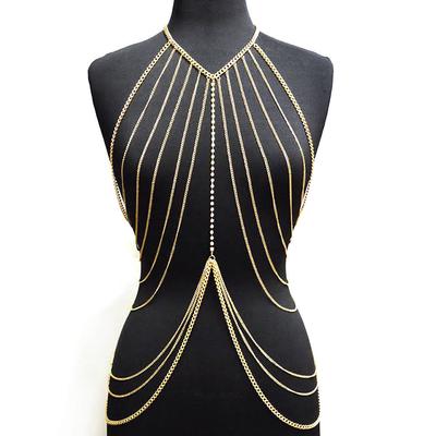 Multilayer Women Body Chain Harness Female Chest Chain Shiny Sexy Accessories Waist Jewelry Body Decoration