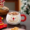 Creative Santa Claus Coffee Cup Elf Cap Ceramic Mug with Lid Exquisite Afternoon Camellia Tea Mug Home Breakfast Milk Cup Gifts
