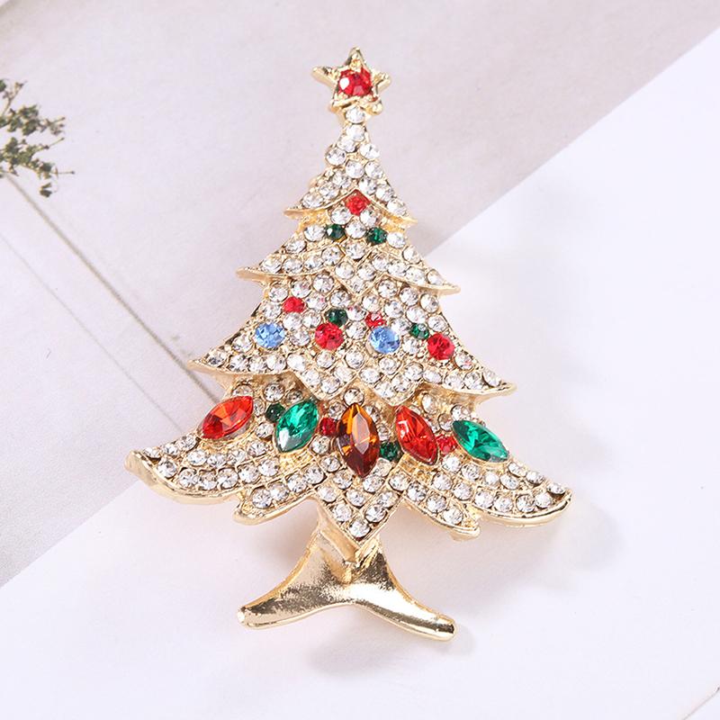 Christmas Rhinestone Star Christmas Tree Brooch for Women Pearl Botanical Pin Banquet Party Backpack Gifts Jewelry Accessories