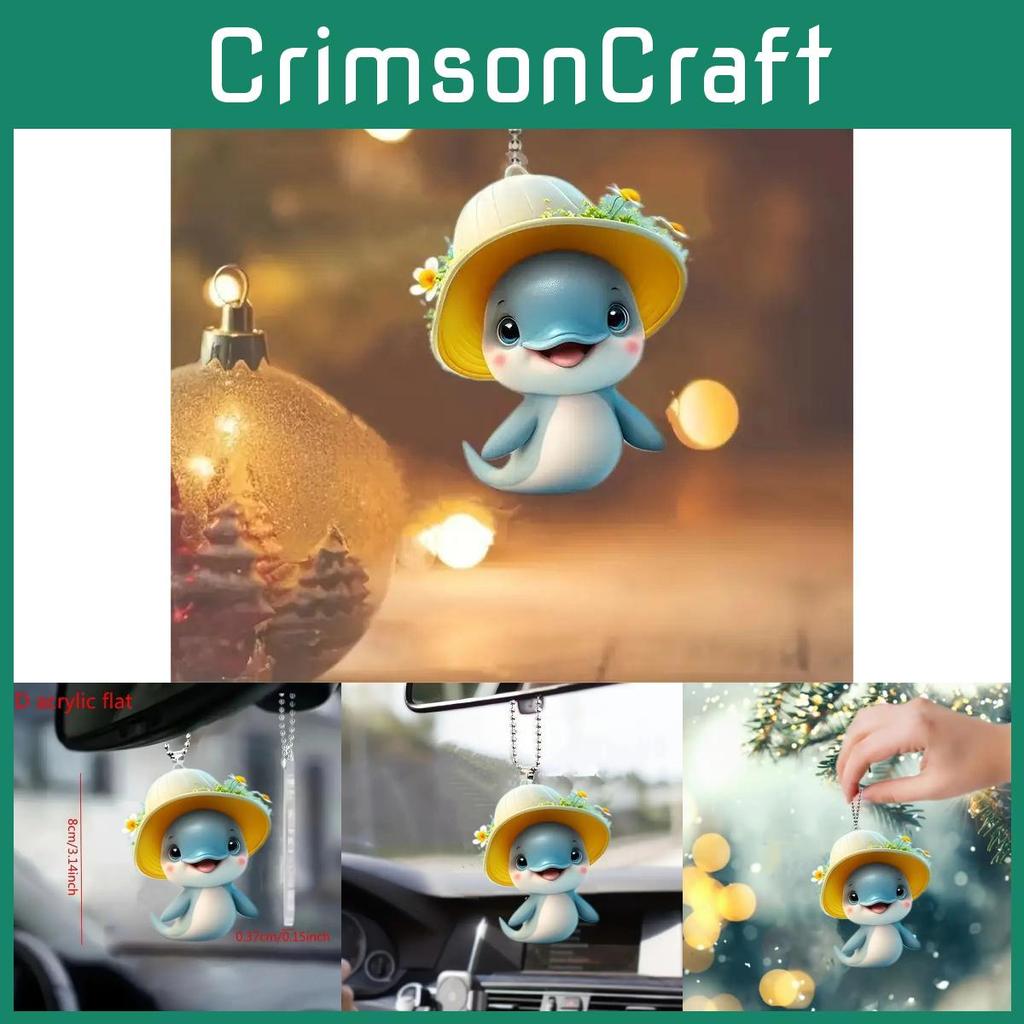 Bedårande Akryl Delfin Bilhänge Charmig Tecknad Fordonsdekor För Din Bil