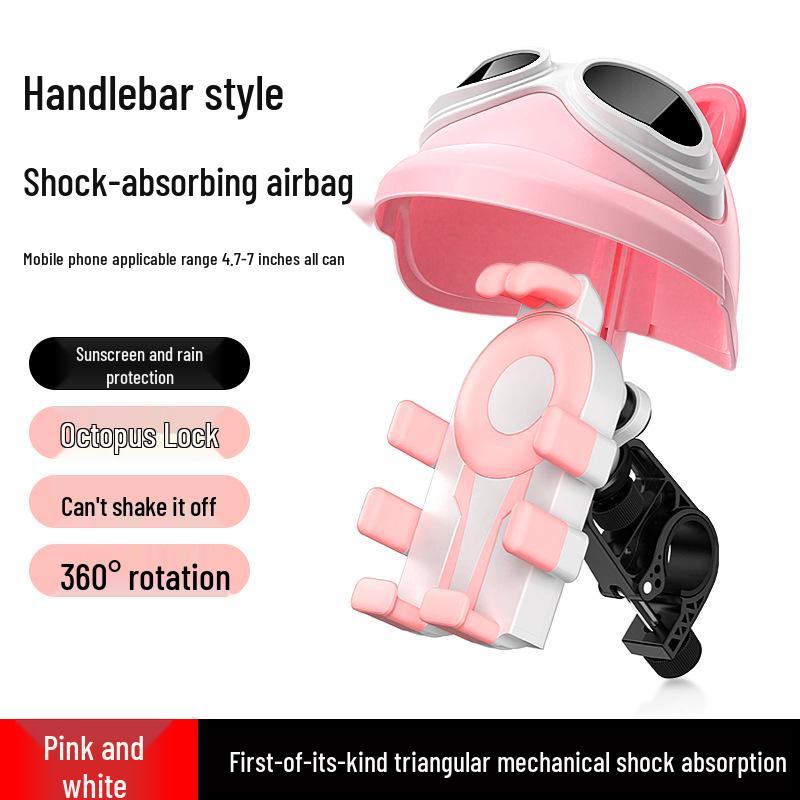 Shockproof Rainproof Phone Holder for Electric Cars, Motorcycles & Takeaway Helmets with Sunshade and Navigation Support.