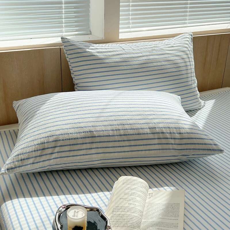 Solstice 100% Cotton Pillowcase Set - 2pcs Stripe 48x74cm, Skin-Friendly Funda Almohada Cushion Cover