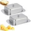 D2 Stainless Steel 1PC Butter Dish with Lid Double Covered Butter Tray Butter Dish Convenient Butter Tray for Kitchen Dinnerware