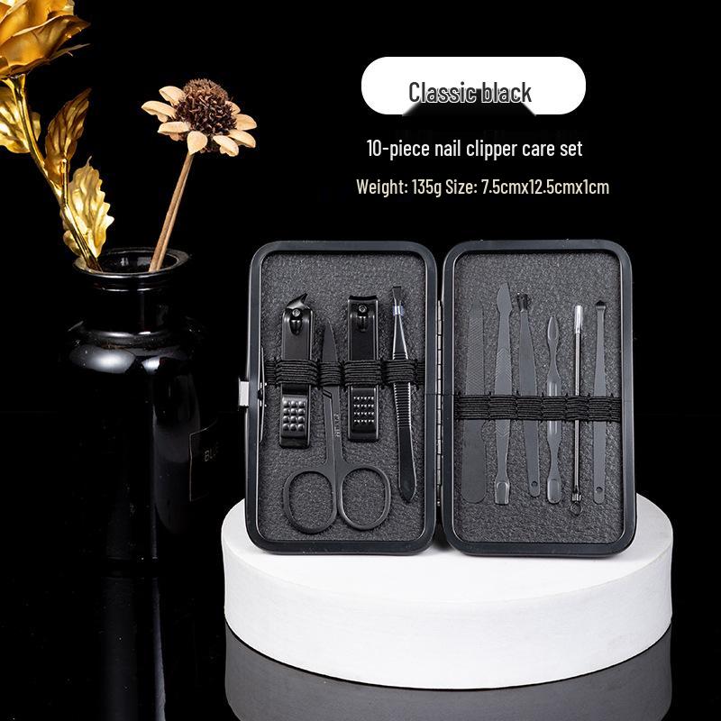 Nail Care Set: Clipper, Scissors, Knife, Ear Pick, File, and Pliers