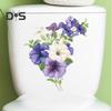 Petunien-Blumen-Toilettenaufkleber, abnehmbar, selbstklebend, wasserdicht, PVC, Wohnzimmer, Badezimmer, Wandkunst, Blumen-Toilettendeckel-Dekoration, Aufkleber