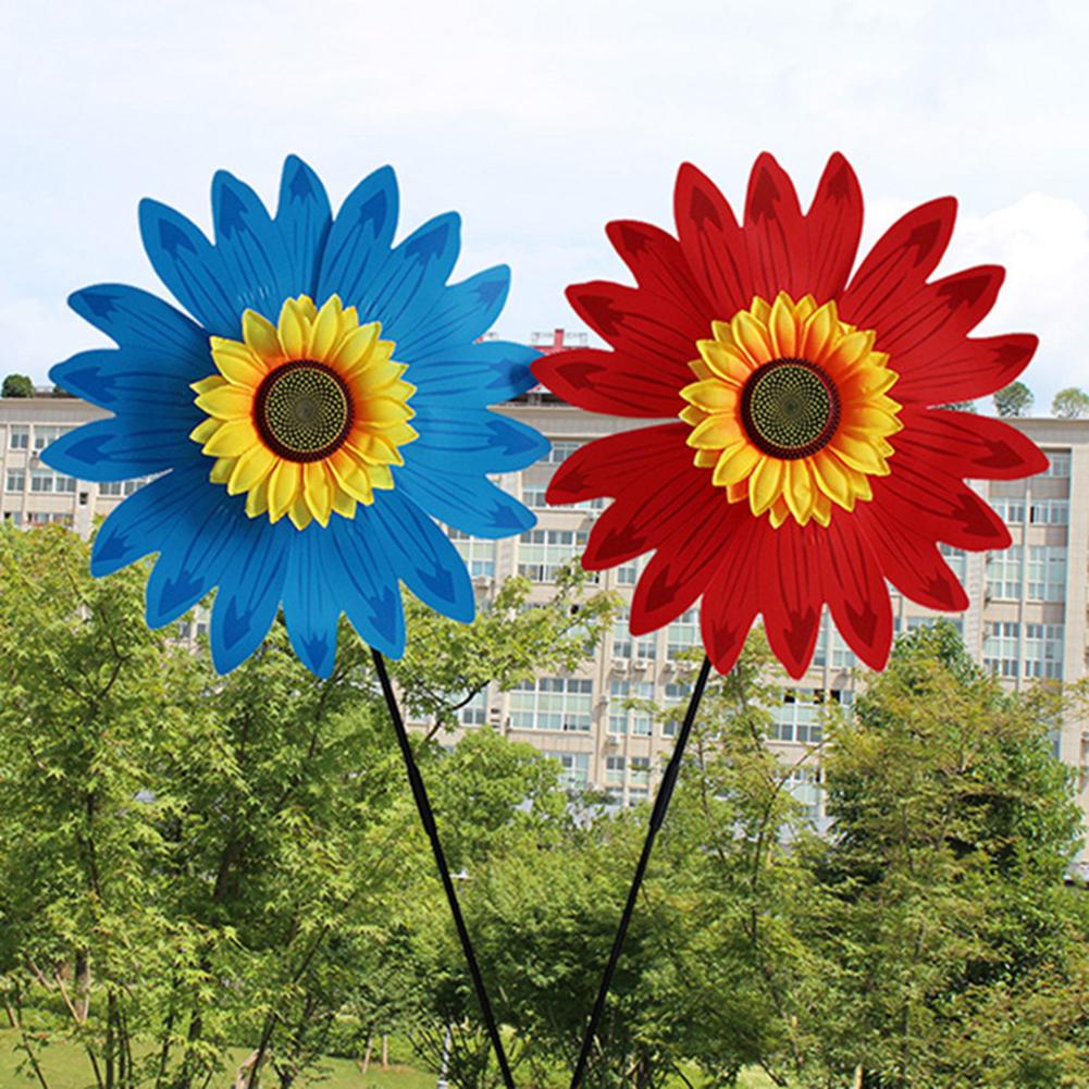 Colorful Windmill Rotating Sunflower Wind Spinner Stake Standing Lawn Flower Pinwheel Outdoor Party Garden Yard Decor Kids Toys