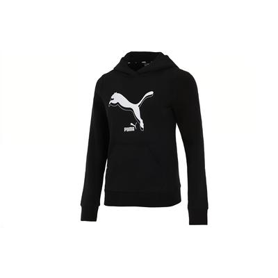 Casual Large Logo Printed Hooded Long Sleeve Sweatshirt Women Sweatshirt Black 847710-01