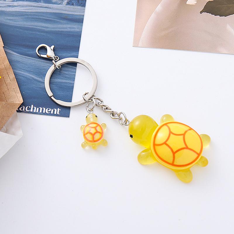 Cartoon 3D Luminous Turtle Keychain Pendant Cute Animals Charms Key Ring Exquisite Backpack Decoration Accessories Gifts
