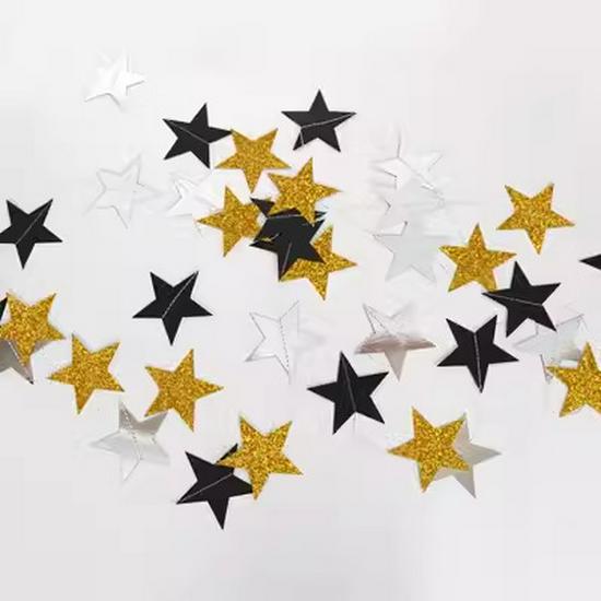 Wedding Star Garland - 4m Banner, Five-Pointed Star Ornaments, Ideal for Birthdays, Parties, and New Year Decorations