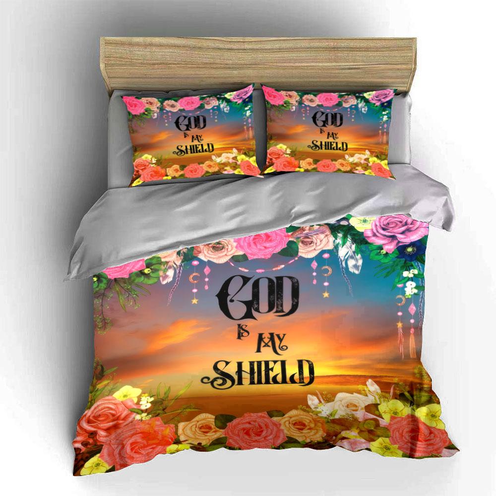 Floral Christian Decor Set: Inspiration Kid'S And Adults' Bedroom Decor, Exquisite Three-Piece Bedding Set Gift