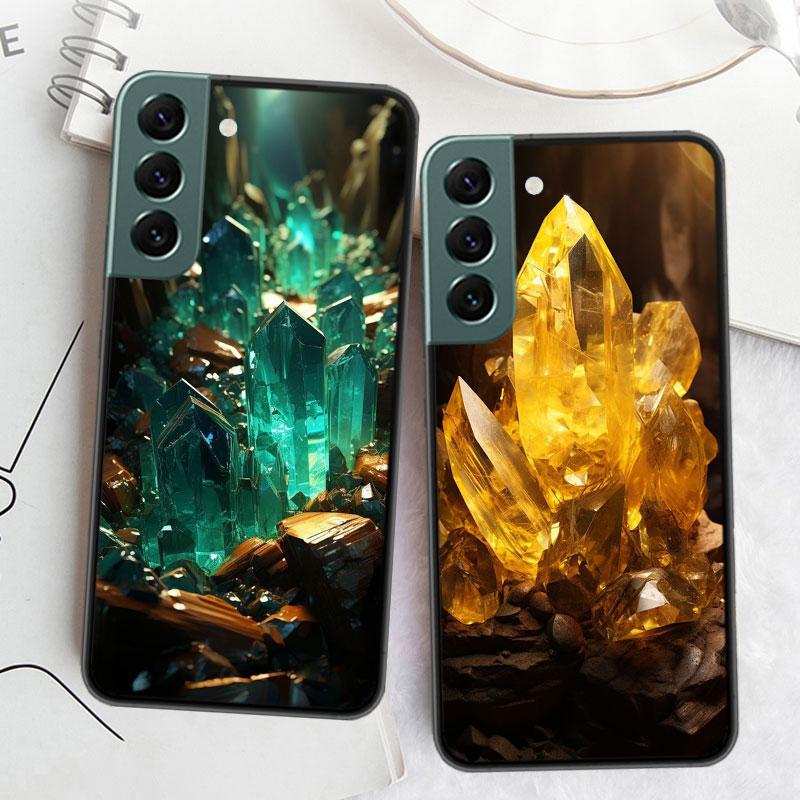 Natural Crystal Diamonds Phone Case For Samsung Galaxy S22 S25 Ultra S21 S10 Plus S26 Edge S20 S23 S24 FE Cover Silicone Sof