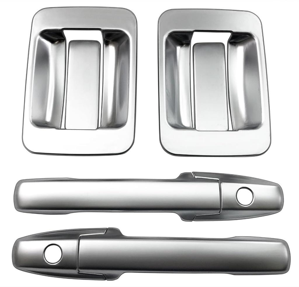 BRIGHTZ Door Handle Covers and Knob Plate Satin Silver Smart Key Compatible JJ J1 J2 1 2 N VAN Van N-VAN JJ1/JJ2 Set, Plated, [DHC-NOBU-488] N-VAN
