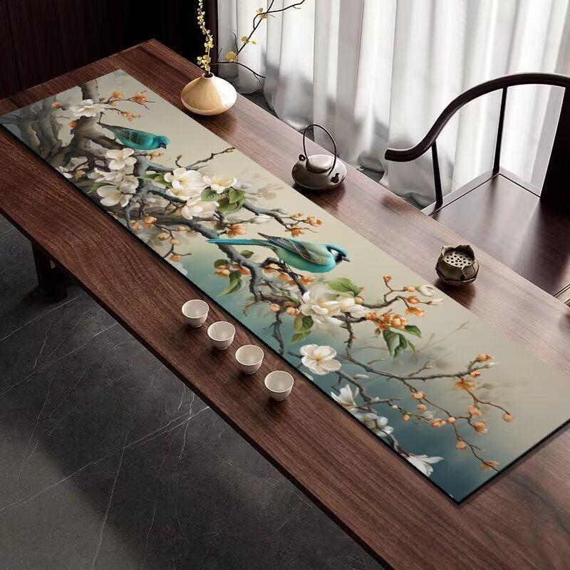 Diatomaceous Earth Tea Table Mat, Chinese-Style Absorbent Tabletop Mat, Quick-Drying Rectangular Protective Mat, Tea Towel Mat