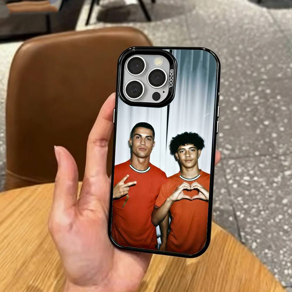 

Mini Ronaldo Cristiano Jr Phone Case For iPhone17,16,15,14,13,12,11 Plus,Pro Max Colored Silver Plated Inside Cover iPhone17PRO