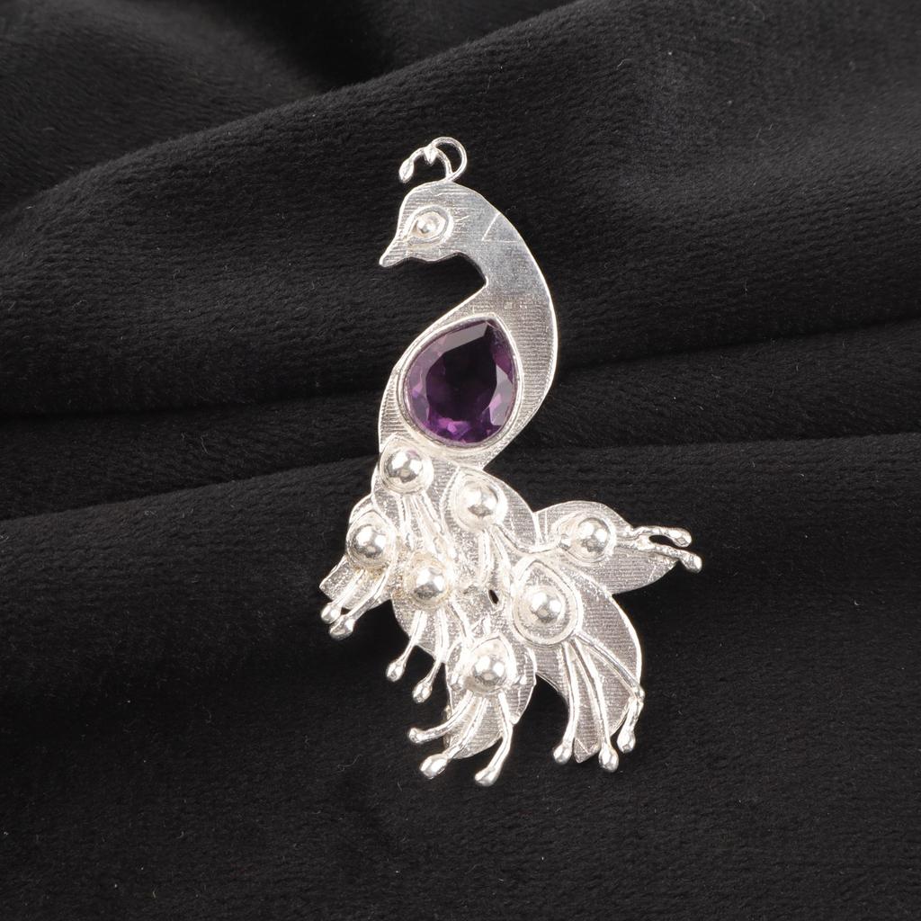 Amethyst Gemstone 925 Sterling Silver Jewelry Pendant 2" For Anniversary Gift CP-21-5