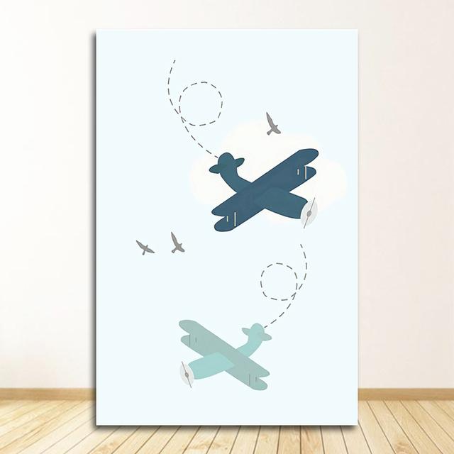 Art Canvas Painting Nordic Kid Room Decoration Picture Adventure Quote Nursery Child Poster Cartoon Mountain Airplane Print Wall