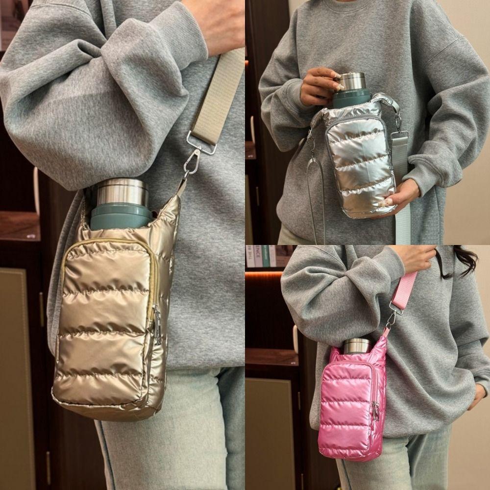 Winter Portable Water Bottle Bag Shoulder Bag Adjustable Shoulder Strap Cup Insulated Protective Cover Waterproof Durable
