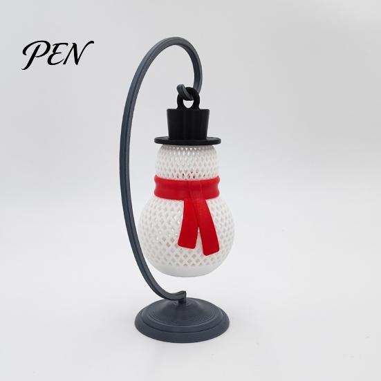 Winter Holiday Decor Christmas Snowman Lantern, Decorative LED Bedside Lamp, Hanging Ornaments Table Night Light for Home Bedroom Indoor Lantern