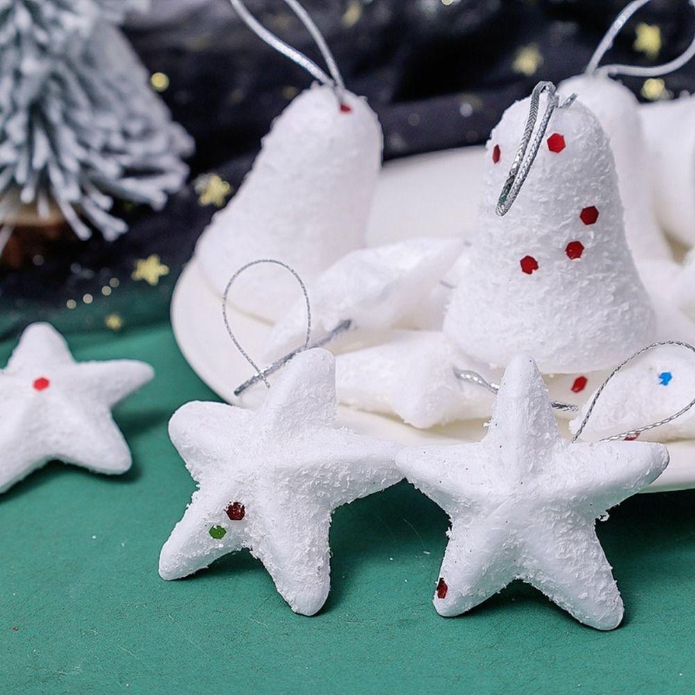 6Pcs/set Plastic Xmas Star Hanging Ornaments Round Christmas Balls Pendants New Year