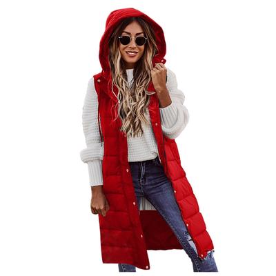 Women's  Winter Temperament Sleeveless Cardigan Mid-length Cotton Vest Jacket